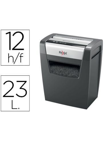 Destructora De Documentos Rexel Momentum X312 Capacidad De Corte 12 Hojas Destruye Grapas Y Clips Papelera 23 L