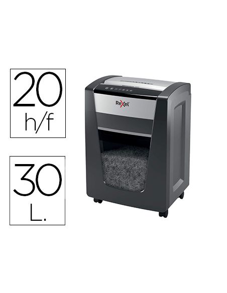 Destructora De Documentos Rexel Momentum X420 Capacidad De Corte 20 Hojas Destruye Grapas Y Clips Papelera 30 L