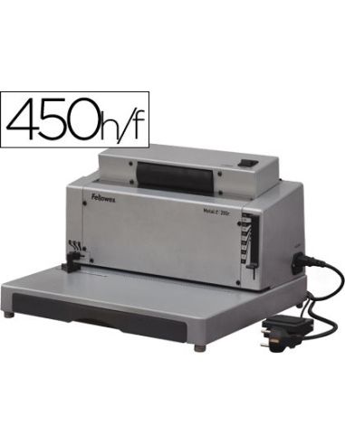 Encuadernadora Electrica Para Espiral Fellowes E-200R Perfora 20 H Encuaderna Hasta 450 H Paso 5:1