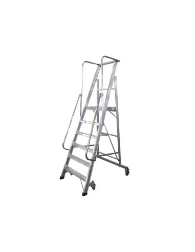 Escalera Movil Ktl De Aluminio Con Plataforma Y Guardacuerpos Plegable 6 Peldaños Serie 2Xl-S
