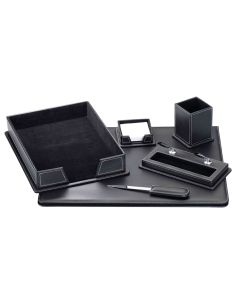 Escribania Sobremesa Q-Connect Similpiel Negro Juego De 6 Piezas 2