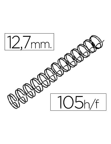 Espiral Wire 3:1 12,7 Mm N.8 Negro Capacidad 105 Hojas Caja De 100 Unidades