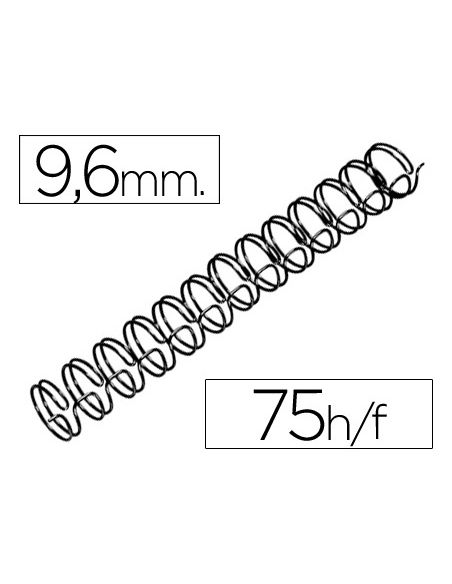 Espiral Wire 3:1 9,6 Mm N.6 Negro Capacidad 75 Hojas Caja De 100 Unidades