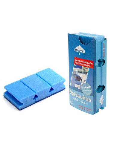 Estropajo Salvauñas Azul Bicapa Pack De 3 Unidades