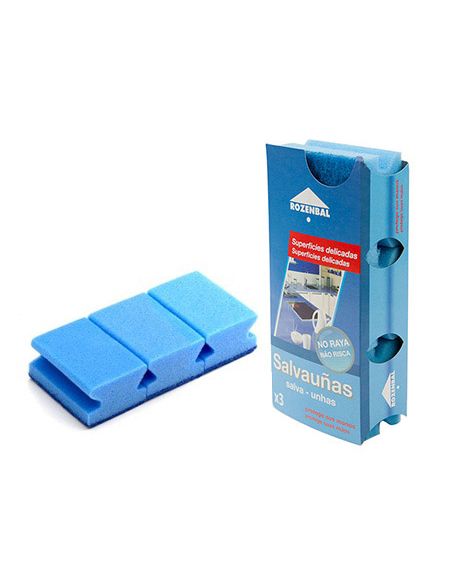 Estropajo Salvauñas Azul Bicapa Pack De 3 Unidades