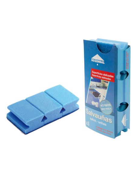 Estropajo Salvauñas Azul Bicapa Pack De 3 Unidades