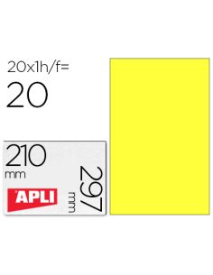 Etiqueta Adhesiva Apli 02878 Tamaño 210X297 Mm Para Laser Fotocopiadora Ink-Jet Caja Con 20 Hojas Din A4 Amarillo