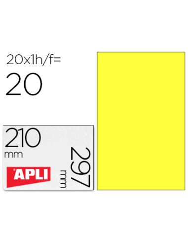 Etiqueta Adhesiva Apli 02878 Tamaño 210X297 Mm Para Laser Fotocopiadora Ink-Jet Caja Con 20 Hojas Din A4 Amarillo