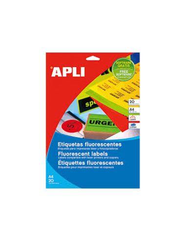 Etiqueta Adhesiva Apli 02879 210X297 Mm Para Fotocopiadora Laser Caja Con 20 Hojas Din A4 Naranja