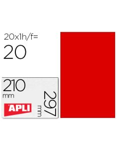 Etiqueta Adhesiva Apli 02880 Tamaño 210X297 Mm Para Fotocopiadora Laser Ink-Jet Caja Con 20 Hojas Din A4 Rojo