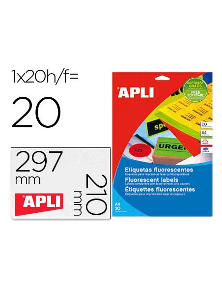 Etiqueta Adhesiva Apli 02881 210X297 Mm Para Fotocopiadora Laser Caja Con 20 Hojas Din A4 Verde