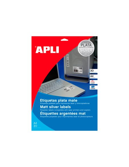 Etiqueta Adhesiva Apli 10071 Metalizada 210X297 Mm Para Fotocopiadora Laser Caja 20 Hojas