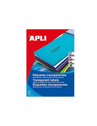 Etiqueta Adhesiva Apli 1224 Transparentes Tamaño 70X37 Mm Para Fotocopiadora Laser Caja 20 Hojas Con 480 Etiquetas|Libreriasalesiana