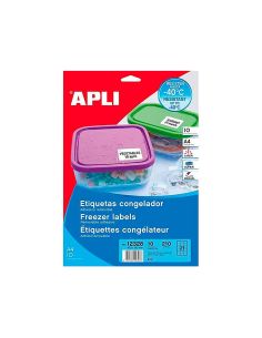 Etiqueta Adhesiva Apli 12328 Tamaño 63,5X38,1 Mm Para Congelados Caja Con 10 Hojas A4 Blancas Directiva Europea 2