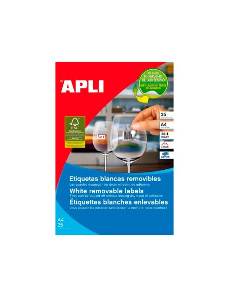 Etiqueta Adhesiva Apli 35,6X16,9 Mm Fotocopiadora Laser Inkjet Caja 25 Hojas Din A4 Con 2000 Etiquetas