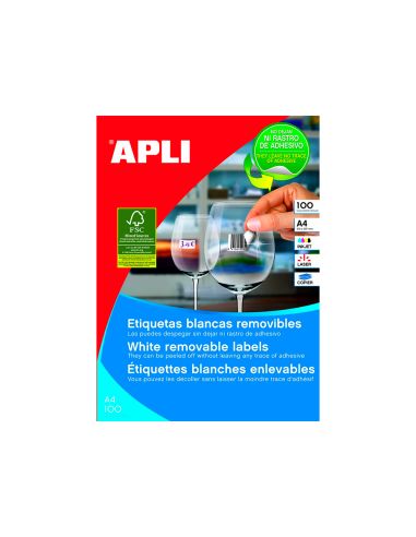 Etiqueta Adhesiva Apli 36,8X23,8 Mm Fotocopiadora Laser Inkjet Caja 100 Hojas Din A4 Con 5500 Etiquetas