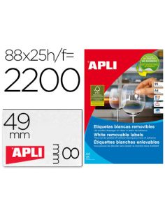 Etiqueta Adhesiva Apli Removible 10314 Especial Joyeria 45X8 Mm Fotocopiadora Laser Ink-Jet Caja Con 25