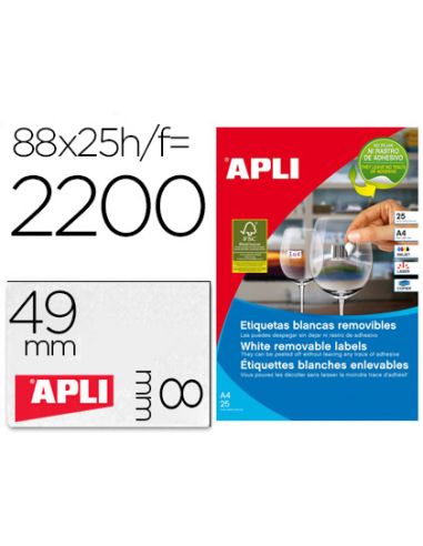 Etiqueta Adhesiva Apli Removible 10314 Especial Joyeria 45X8 Mm Fotocopiadora Laser Ink-Jet Caja Con 25