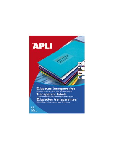 Etiqueta Adhesiva Apli Translucidas 1225 210X297 Mm Fotocopiadora Laser Caja Con 20 Etiquetas