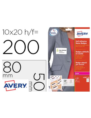 Identificativo Adhesivo Avery Acetato De Seda Tamaño 80X50 Mm Removible Laser Caja De 100Unidades