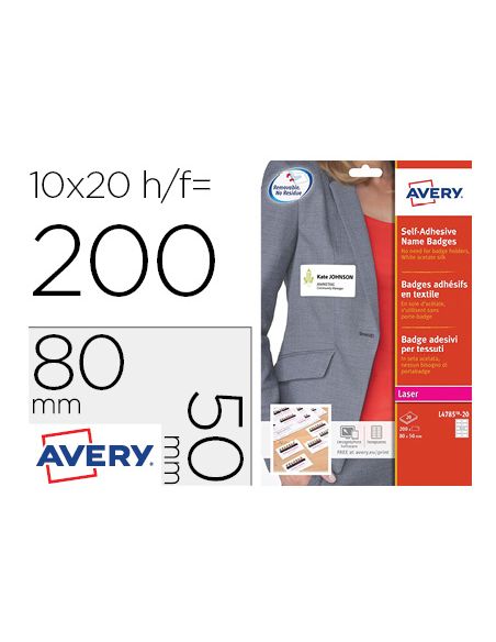 Identificativo Adhesivo Avery Acetato De Seda Tamaño 80X50 Mm Removible Laser Caja De 100Unidades