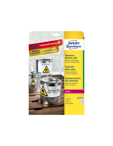 Etiqueta Adhesiva Resistente Avery Poliester Blanco 99,1X139 Mm Para Impresora Laser Pack De 32 Unidades