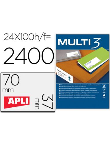 Etiqueta Adhesiva Multi 3 Apli 70X37 Mm Fotocopiadora Laser Ink-Jet Caja Con 100 Hojas Din A4