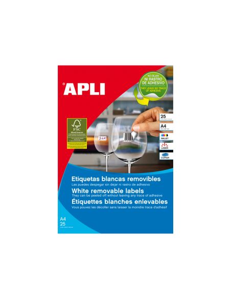 Etiqueta Adhesivas Apli 10197 Tamaño 17,8X10 Mm Removible Para Fotocopiadora Laser Ink-Jet Caja 25 Hojas Con