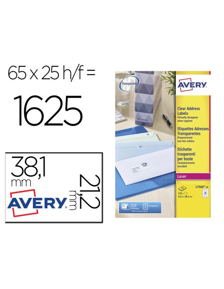 Etiqueta Adhesivas Resistente Avery Transparente 38,1X21,2 Mm Caja De 1625 Unidades