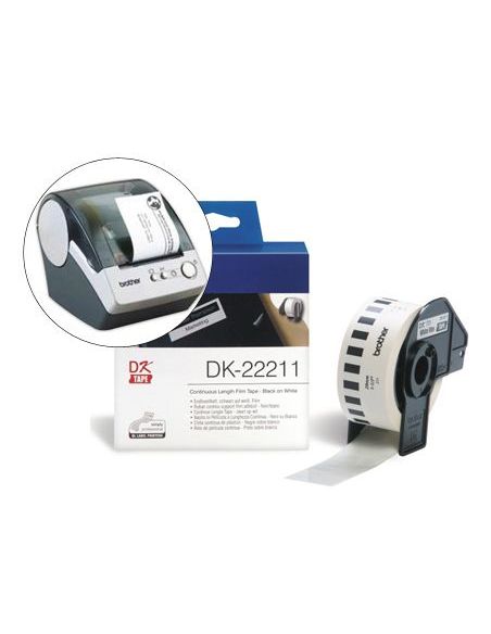 Etiqueta Brother Dk22211 Cinta Plastica Continua Adhesiva Blanca 29Mmx15,24Mts|Libreriasalesiana