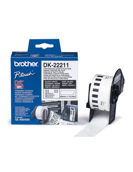 Etiqueta Brother Dk22211 Cinta Plastica Continua Adhesiva Blanca 29Mmx15,24Mts|Libreriasalesiana