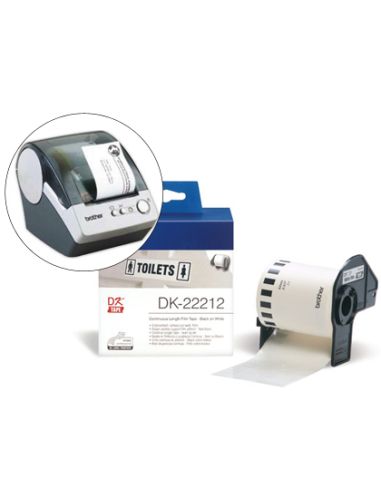Etiqueta Brother Dk22212 Cinta Plastica Continua Adhesiva Blanca 62X15,24 Mt