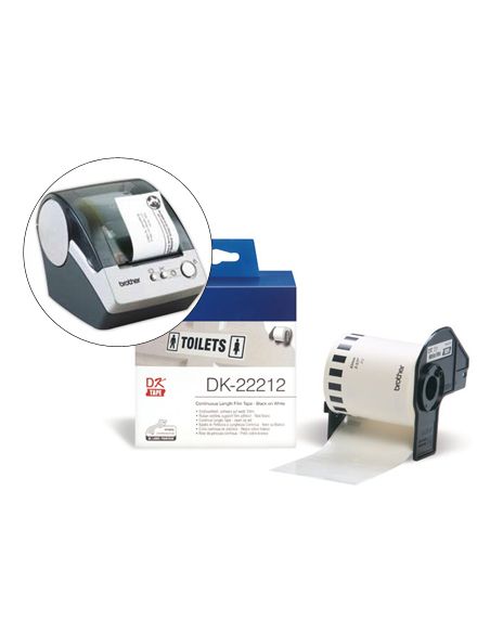 Etiqueta Brother Dk22212 Cinta Plastica Continua Adhesiva Blanca 62X15,24 Mt