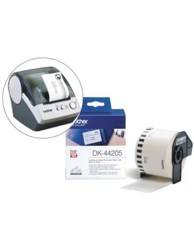 Etiqueta Brother Dk44205 Cinta Papel Continuo Adhesiva Removible Blanca 62X30,48 Mt
