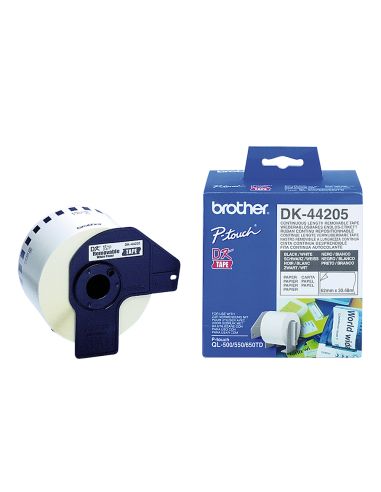 Etiqueta Brother Dk44205 Cinta Papel Continuo Adhesiva Removible Blanca 62X30,48 Mt