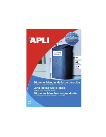 Etiquetas Adhesivas Apli De Poliester Resistente A La Intemperie Para Impresora Laser 210X297 Mm