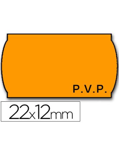 Etiquetas Meto Onduladas 22X12 Mm Pvp Naranja Fluor Adh.2 Rollo 1500 Etiquetas