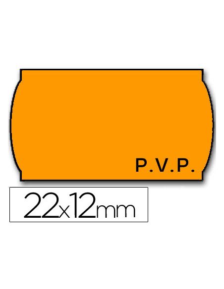Etiquetas Meto Onduladas 22X12 Mm Pvp Naranja Fluor Adh.2 Rollo 1500 Etiquetas