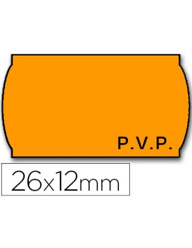Etiquetas Meto Onduladas 26X12 Mm Pvp Naranja Fluor Adh.2 Rollo 1500 Etiquetas Para Etiquetadora Tovel