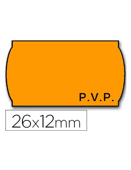 Etiquetas Meto Onduladas 26X12 Mm Pvp Naranja Fluor Adh.2 Rollo 1500 Etiquetas Para Etiquetadora Tovel