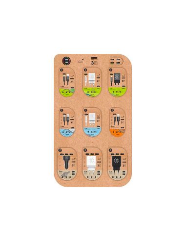 Expositor Sobremesa Cables Y Cargadores Techonetech Contenido 27 Unidades Surtidas