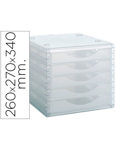 Fichero Cajones De Sobremesa Archivo 2000 260X270X340 Mm Apilables 5 Cajones Transparente Translucido