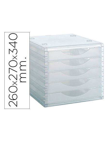 Fichero Cajones De Sobremesa Archivo 2000 260X270X340 Mm Apilables 5 Cajones Transparente Translucido