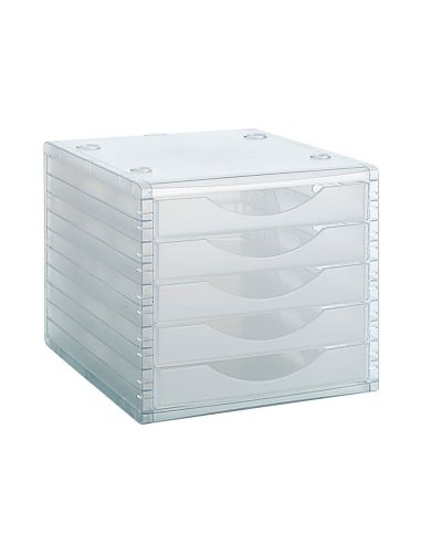 Fichero Cajones De Sobremesa Archivo 2000 260X270X340 Mm Apilables 5 Cajones Transparente Translucido