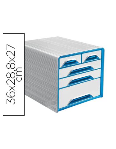Fichero Cajones De Sobremesa Cep 5 Cajones Mixtos Blanco/Azul 360X288X270 Mm