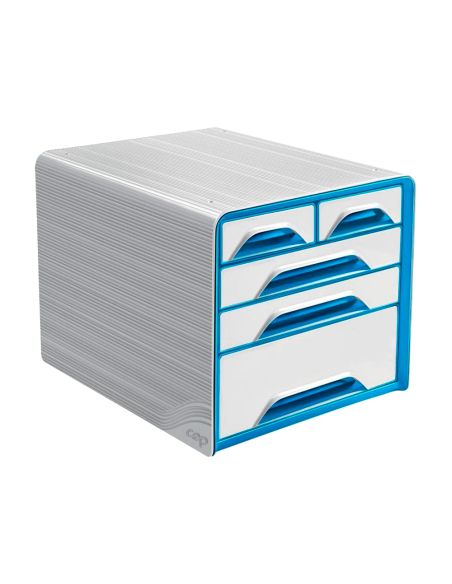 Fichero Cajones De Sobremesa Cep 5 Cajones Mixtos Blanco/Azul 360X288X270 Mm