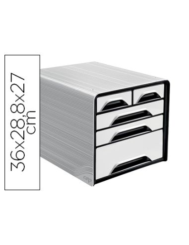Fichero Cajones De Sobremesa Cep 5 Cajones Mixtos Blanco/Negro 360X288X270 Mm