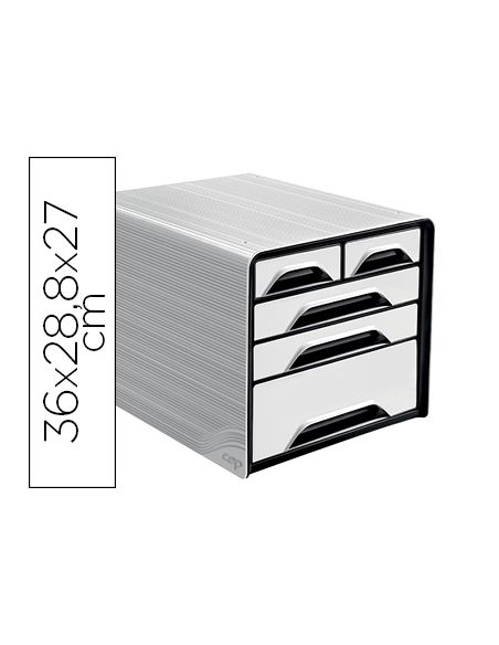 Fichero Cajones De Sobremesa Cep 5 Cajones Mixtos Blanco/Negro 360X288X270 Mm