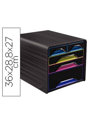 Fichero Cajones De Sobremesa Cep 5 Cajones Mixtos Negro/Multicolor 360X288X270 Mm