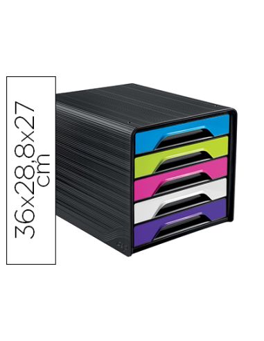 Fichero Cajones De Sobremesa Cep 5 Cajones Negro/Multicolor Flashy 360X288X270 Mm
